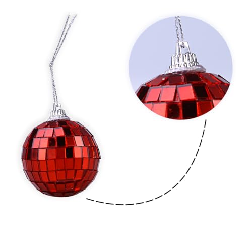 Bola espejada reflectante SOLUSTRE de 10 cm, color rojo, para fiestas, bodas, clubes y festivales musicales miniatura 1