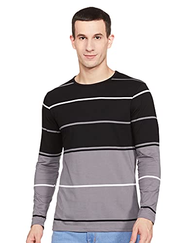 Image of EYEBOGLER Noble Monk Men's Striped Regular Fit T-Shirt (T305 Grey Black White 2XL),XXL