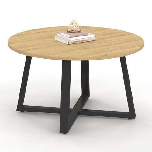 IDMarket - Table Basse Ronde Selma 70 cm Bois et Noir