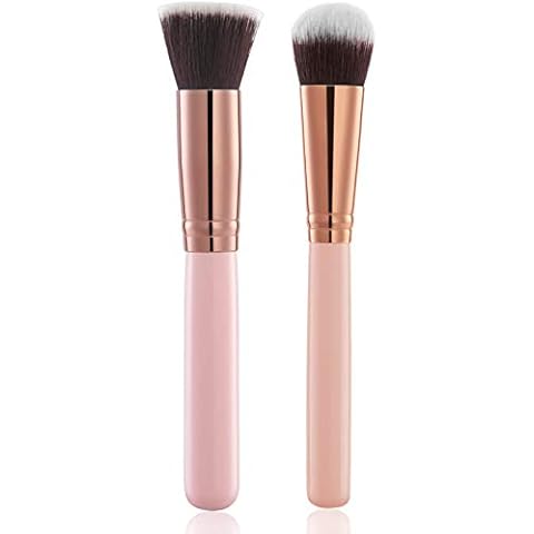 2pcs Face Self Tanning Brush Kabuki Brush for Self Tan Sunless Tanning, Self Tanner brush Applicator, Flat Top Brush Face and Blending Brush, Easy Self Tan Applicator for Face (pink) Cover