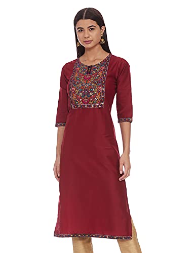 Image of Diverse Women's Cotton Blend Regular Straight Kurtis