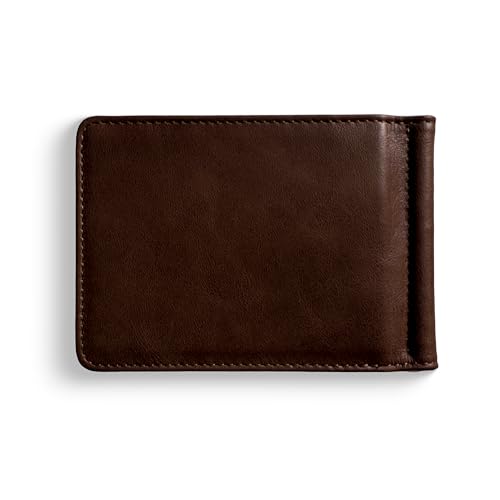 Image of Vaultskin BROMPTON Slim Leather Money Clip RFID Wallet for Men (Brown)