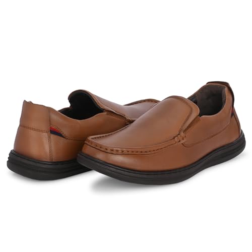 Image of Blue Leather by Centrino Genuine Leather Slip-On Men's Formal Shoe |Stylish with Soft Cushioned Insole |Trendy Non Lace-Up Design |Durable Leather with Anti-Skid Sole | Perfect for Formal Wear (3998)