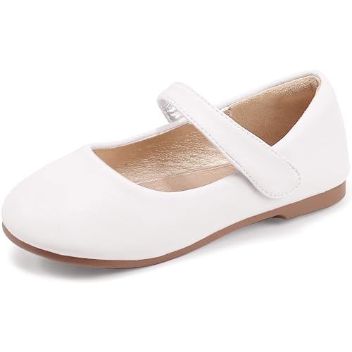 PANDANINJIA Girls Dress Shoes Toddler Flower Girl Kids Mary Jane Shoes Ballet Flats School Wedding Party Church Girls Shoes
