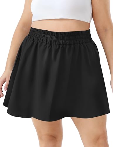 FOREYOND Plus Size Skorts for Curvy Women High Waisted Golf Tennis Skirts with Pockets Workout Athletic Skort Skirt