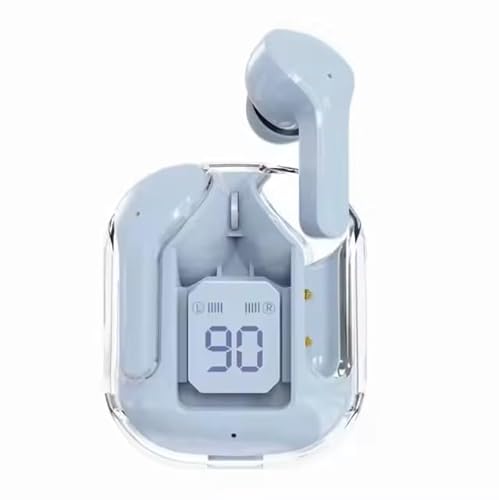 TRIAD SPARK Auriculares Pantalla Led, Auriculares Inalambricos Bluetooth Azules, Compatibles con iPhone, Estuche Transparente y Pantalla LED, 40 h Batería, IPX4, Cancelación Activa de Ruido