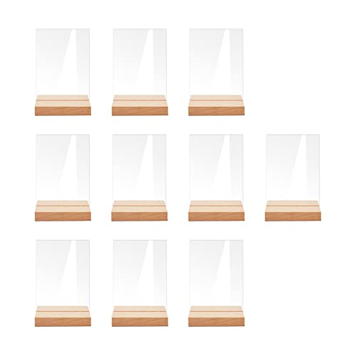 10x Tarjetas de acrílico transparente con soporte de madera Nombres de invitados Sublimación Tarjeta de tabla de asientos de bricolaje Placas, rectángulo