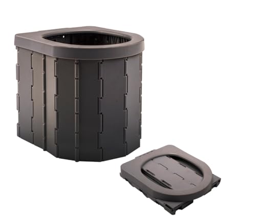 KINSPORY Campingtoilette, Mobile Toilette, Trenntoilette, Tragbare Toilette für Draußen oder Drinnen,faltbares Töpfchen für Autocamping (Schwarz ohne Deckel)