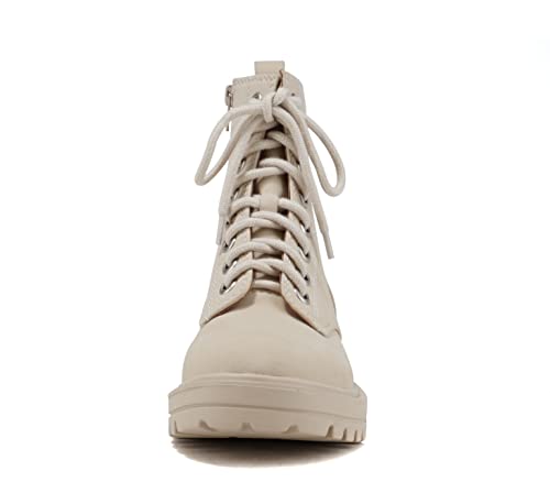 Image of Soda FIRM - Lug Sole Combat Ankle Bootie Lace up w /Side Zipper
