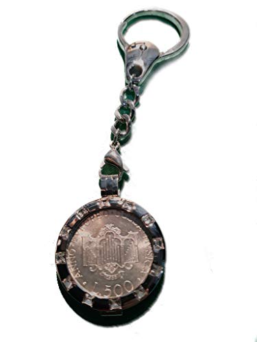 Pièces de 500 lires en argent 1985 gravées sur un porte-clés élégant plein de souvenirs