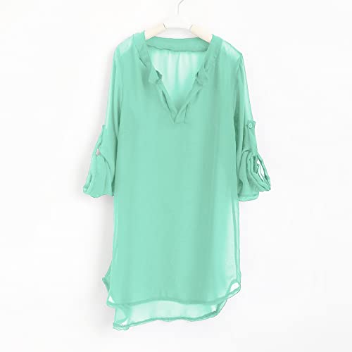 Girls Swim Cover Ups for Kids Swimsuit V Neck Chiffon Shirt Beach Coverups for Teen Girls Bathing Suits Solid Swimwear3