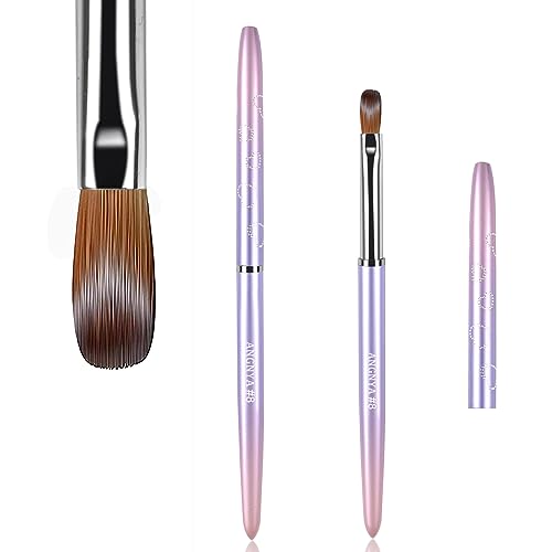 ANGNYA Kolinsky Pincel Acrílico para Uñas, Pinceles para Uñas para Aplicación de Acrílico, Pincel Acrílico en Polvo para Uñas, Pincel Acrílico para Uñas para Manicura Profesional Home Salon (8#)…