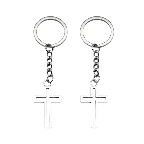 2 Pièces Cross Pendant Kischain, Simple Clés De Trousseau, Porte-Clés Personnalisé, Porte-Clés Cadeau, Porte-Clés en Métal.
