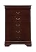 Louis Philippe 5-Drawer Chest Red Brown