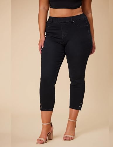 Women Plus Size Stretch Denim Jeggings Pull Elastic Waist Slimming Tummy Skinny Pants for Daily Casual Office Travel