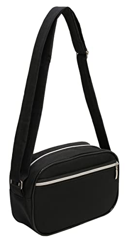 BOLSA FEMININA EM TECIDO PRETO COM ZIPER PRATA LS BO9096