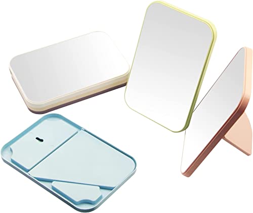 Image of Makeup Mirror 8 Inch Portable - Simple Folding Design with Stand - Compact and Lightweight for Travel or Desktop Use - Adjustable Standing Base for Perfect Viewing Angle- Ideal for Home