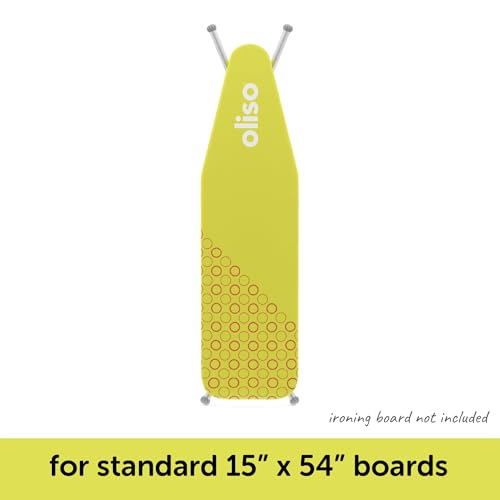 Image of Oliso Ironing Board Cover, Durable 100% Cotton Lined with Professional Grade Felt pad - Fits Standard 54 inch x 15 inch Boards, a Wide Elastic Edge, Two Adjustable Straps for Secure Fit (Pistachio)