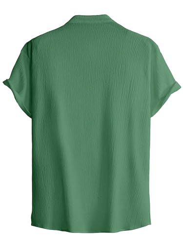 Image of Men Shirt | Black Solid Textured Casual | Regular Fit | Short Sleeve | Mandarin /Chinese Collar | Cotton Fabric | Stylish Office Summer Wear Shirt for Men