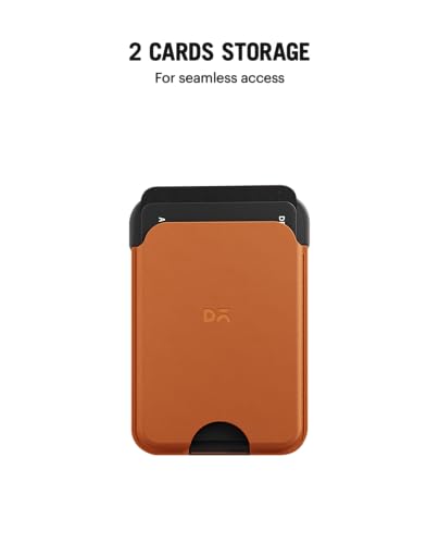Image of DailyObjects Leather Magnetic Wallet Card Holder | Designed for MagSafe Compatible with iPhone 16, iPhone 15, iPhone 14, iPhone 13, iPhone 12 Models | Premium Design | Full-Grain Leather - Tan-Grey