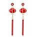Produktbild AdronQ Ohrringe Ohrstecker Ohrhänger  Quaste Ohrringe Für Frauen Strass Rote Farbe Runde Laterne Lange Tropfen Ohrringe Weiblich