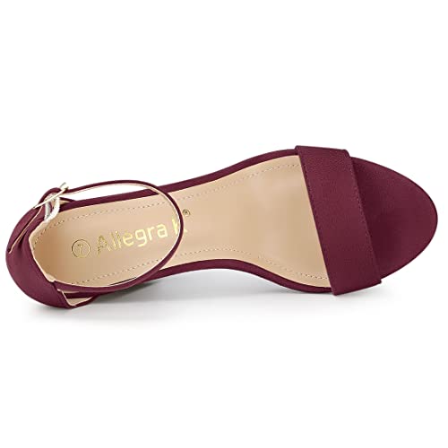Allegra K Women's Platform Ankle Strap Chunky High Heel Burgundy Sandals - 7.5 M US4