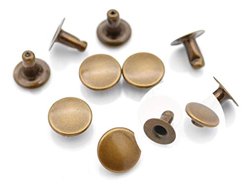 Craftmemore Flat Rivets Metal Single Cap Rivets Stud Round Cap Leather Craft Rivet Fasteners Spots Nail Rapid Rivet Studs 100 Pack (9 Mm, Antique Brass) #TOP24
