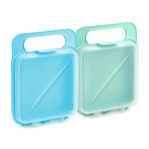 TATAY Porta Sandwich Fresh | Set de 2 Unidades | Diseño Compacto, Reutilizable, Cierre Clip | Apto Congelador, Microondas y Lavavajillas | Libre de BPA | 14 x 4 x 18 cm, Azul y Verde Menta