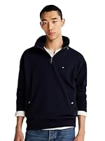 Tommy Hilfiger Men's Essential Terry 1/4 Zip Sweater, Desert Sky, XXL