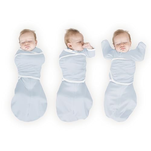 Image of SwaddleDesigns Organic 6-Way Omni Swaddle Sack w /Wrap, Soft Blue, 6-14 lb