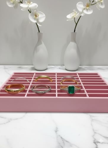 Image of Velvet Jewellery Drawer Organizer Stackable Tray (Pink, 40 Bangles)
