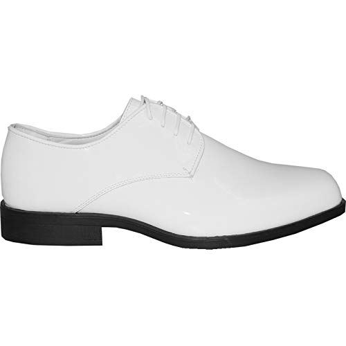 Image of VANGELO Men Dress Shoe TAB and Tux Oxford Formal Tuxedo for Prom Wedding Uniform Medium and Wide Width Black Grey Ivory White Patent