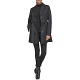 Kenneth Cole Women's Trench Coat with Waist Tie Belt and Notch Collar, Black