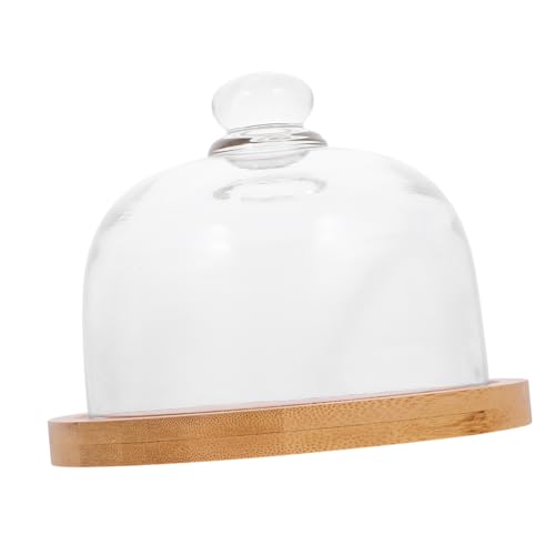 KOCKSHION 1 Juego Cubierta De Vidrio Transparente Perlas Comestibles Para Decorar Pasteles Lámina Nivelador De Pasteles Bandeja Soporte Para Pasteles Con Tapa Adelantarse a Brown De Madera