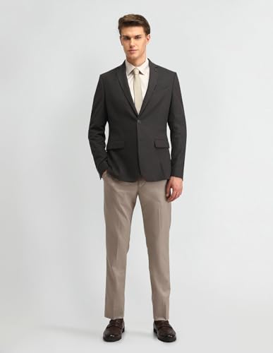 Image of Arrow Knitted Textured Pattern Mens Blazer with Three Pockets and Double-Vented Back Hem Single Breasted Blazer
