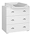 Commode à langer bébé enfant Blanc Table à langer + Matelas à langer amovible 80x71,8x90cm- 3 Tiroirs MIA