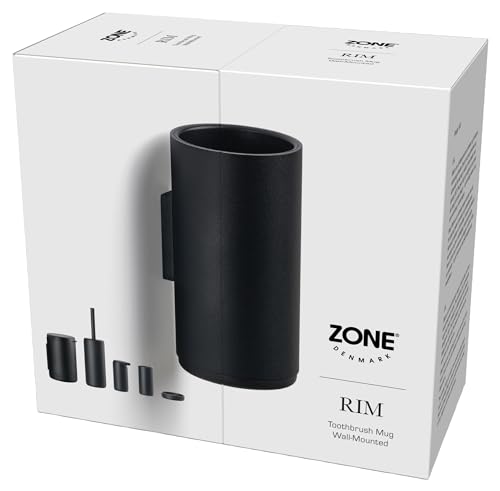 Image of Zone Denmark 14650 Tooth Brush Tumbler for Wall Rim 5.3 inches (13.6 cm), Black