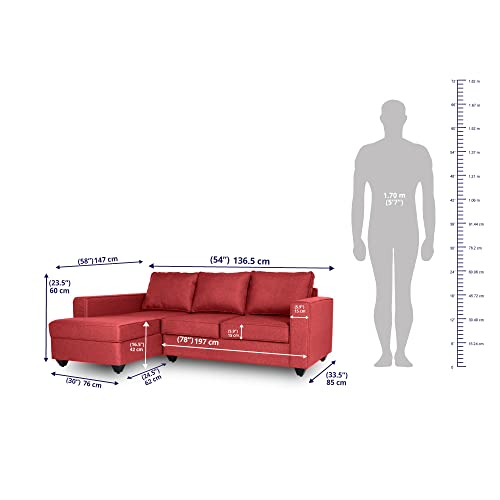 Image of Wakefit Sofa Set | 3 Year Warranty | Sofa 2 Seater, 2 Seater Sofa for Living Room, Wooden Sofa Set, Couch Sofa for Living Room, Sofa for Living Room - Napper(Omega : Red)