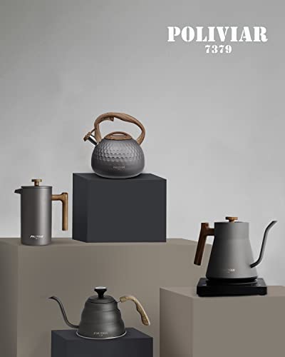 Poliviar Tea Kettle, Gray Ti Stovetop Tea Kettle 2.7 Quart, Audible Whistling Teapot, Food Grade Stainless Steel For Anti-Rust, Anti Hot Handle, Suitable For All Heat Sources (Jx2020-Ry30) #TOP1