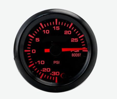 52mm 2" Turbo Boost Gauge Kit -30-30 PSI 12V Includes Gauge Wiring Harness Mounting Bracket Sensor Air Hose 7 Colors Optional Fits Most 12V DC Negative Ground Gasoline Vehicles Cars Trucks