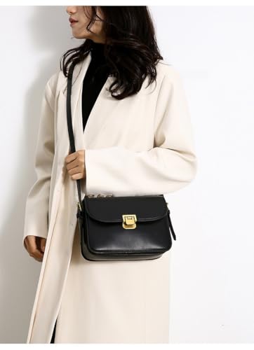 Shoulder Bag for Women Small Vegan Leather Purse Black Trendy Handbag Crossbody Bag with 2 Removable Straps3