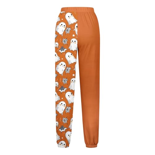 Teen Girls Halloween Sweatpants Cute Ghost Graphic Baggy Wide Leg Joggers Pants Elastic Waist Warm Long Trousers3