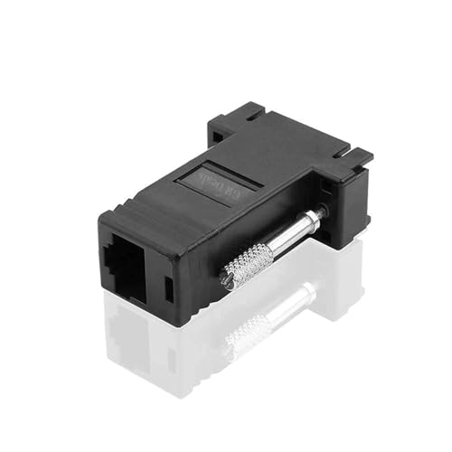 Image of VGA Male to RJ45 Female Converter, VGA to LAN Extender 15pin Male to LAN CAT5 CAT6 RJ45 Net Cable Female Adapter. Black.