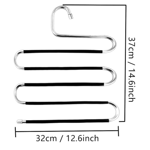 Skroad Trouser Hanger, 3 Pack Trouser Hangers Space Saving S-Type Clothes Pants Hangers Non-Slip Closet Organizer for Scarfs Jeans Clothes Trousers Towels