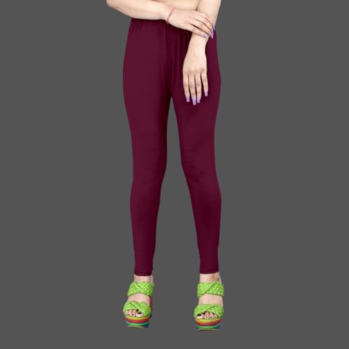 Image of Women's Solid Mid Rise Slim Fit Ankle Length Leggings - Comfortable and Stylish Yoga Pants for Workout, Running and Everyday Wear