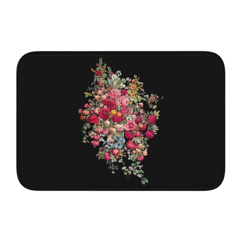 玄関マット 花柄 バスマット 室内 屋外 足拭きマット カーペット おしゃれ 北欧 滑り止め付き 洗える ベットルーム 浴室 台所 寝室 業務用 家庭用 40×60cm