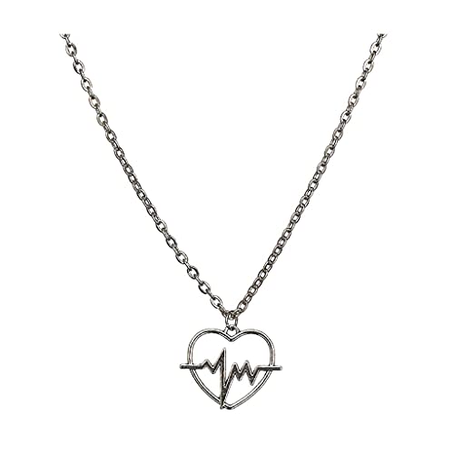 LPMGL Halskette für Frauen Simplicity Titan Stahl Kette Personalisierte einfache Paar-Halskette Legierung Anhänger Liebe Herzschlag Halskette (Größe: 70 cm), 21.65in Cover