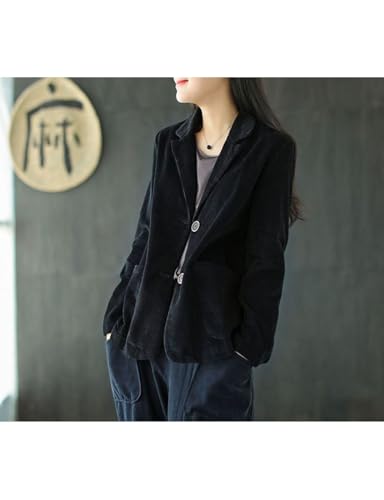happlan Women's Winter Corduroy Blazer Suit Jacket Dressy Casual Long Sleeve Lapel Fashion Work Business Outerwear4