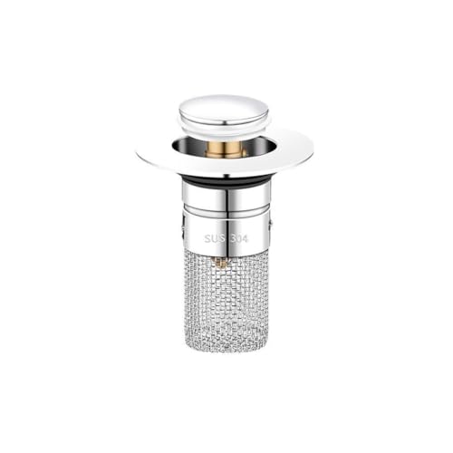 Zcargel - Tapón universal para fregadero de baño, tapón de drenaje desplegable a presión a prueba de olores, con filtro de drenaje desmontable de acero inoxidable para baño, cocina
