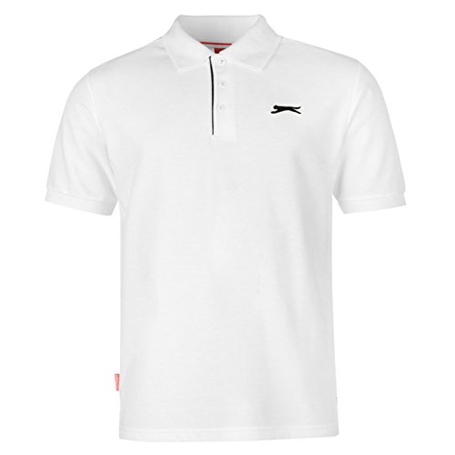 Slazenger Hombre Camisa Polo Plana Manga Corta Blanco XXXL